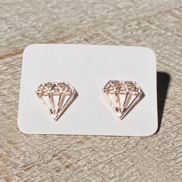 BOUTIQUE Jewelry - 5/$25 Diamond SHAPE Rose Gold Studs Earrings Post HOLIDAY SALE REDUCED SHIPPING